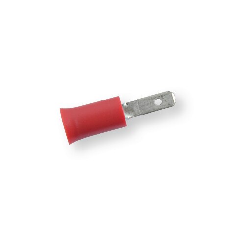 Terminal plano macho aislado rojo, medidas 2,8 x 0,5 mm